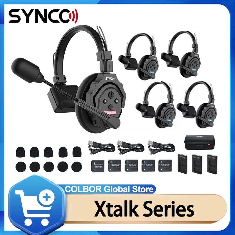 SYNCO Xtalk /Xtalk Xpro 2.4G Wireless Intercom Fone de ouvido de intercomunicação com redução de ruído gratuito System Master para televisão cinematográfica