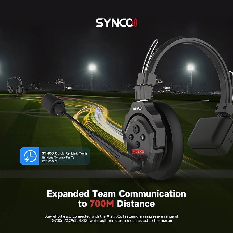 SYNCO Xtalk /Xtalk Xpro 2.4G Wireless Intercom Fone de ouvido de intercomunicação com redução de ruído gratuito System Master para televisão cinematográfica